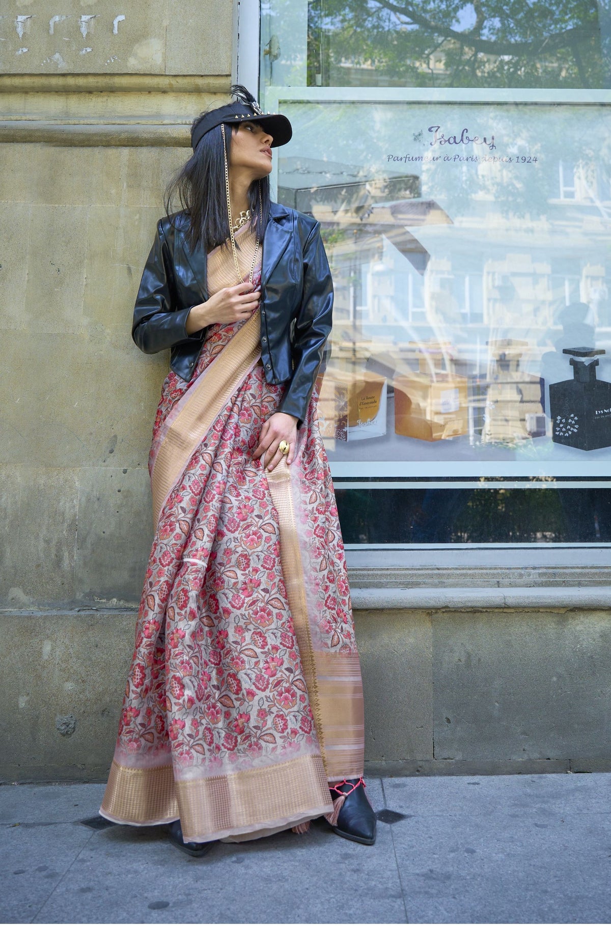 floral saree  designer collection multi colour gold border party wedding celebrations indian 