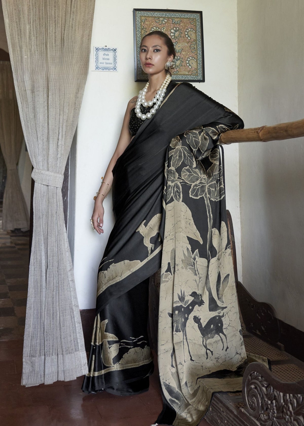 Kaalin satin saree - front view