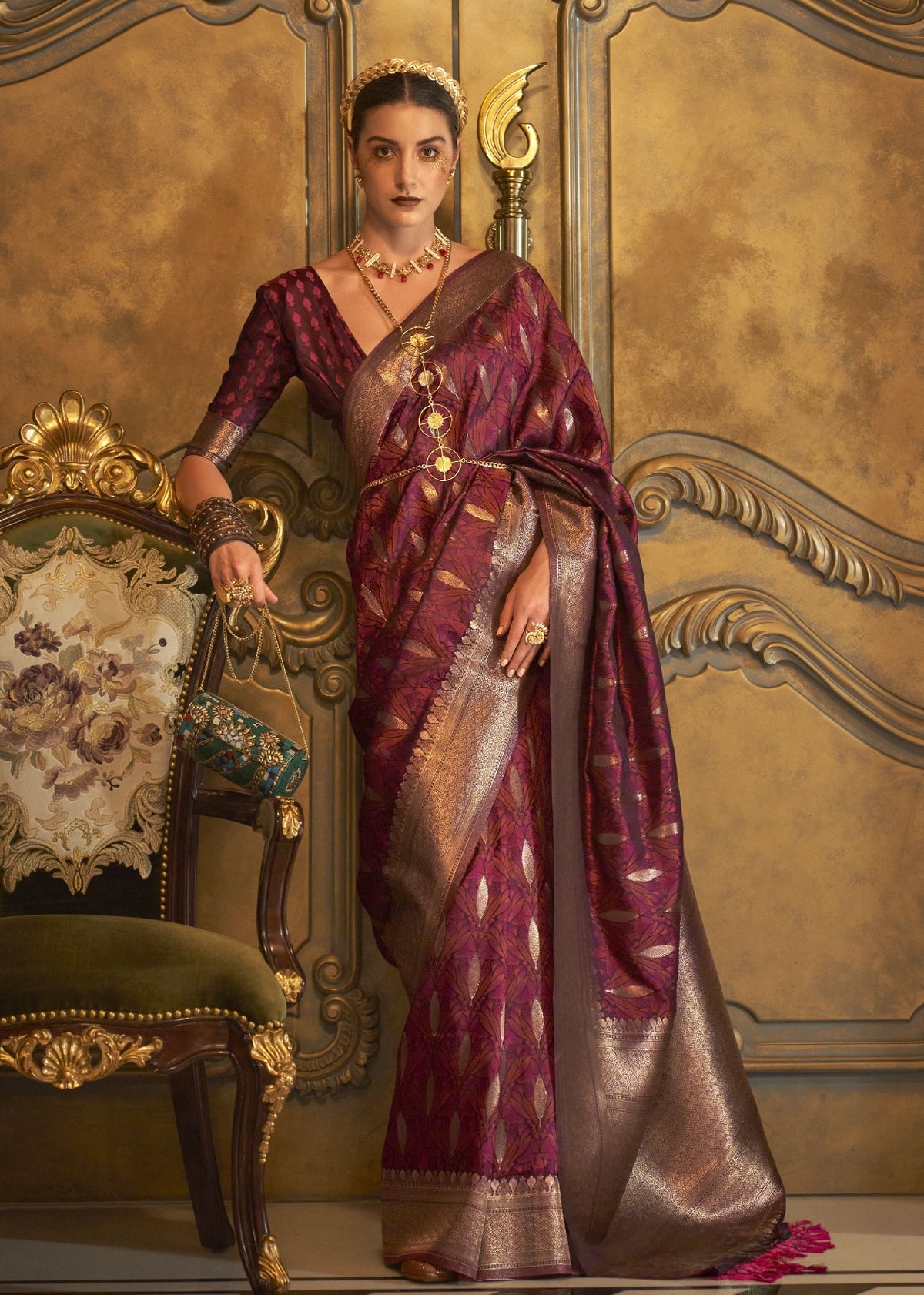 Luxury satin saree for weddings, parties, and festive occasions
