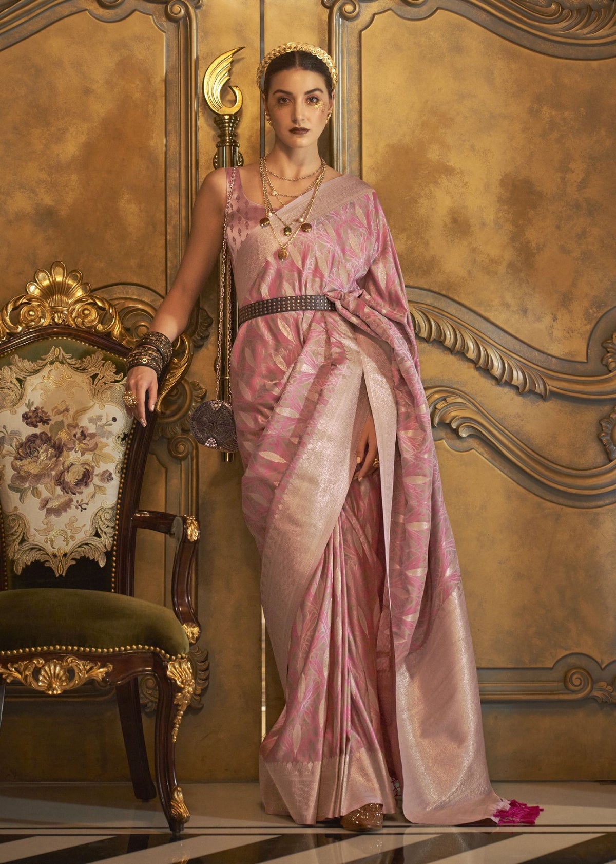 Premium satin saree ideal for wedding functions, receptions, and cultural events