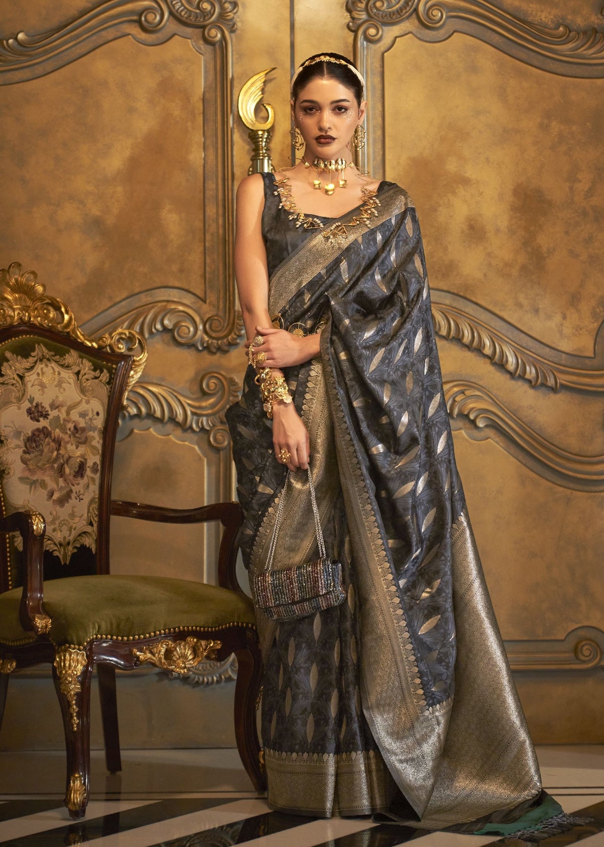 Elegant satin saree crafted for traditional ceremonies, parties, and formal events